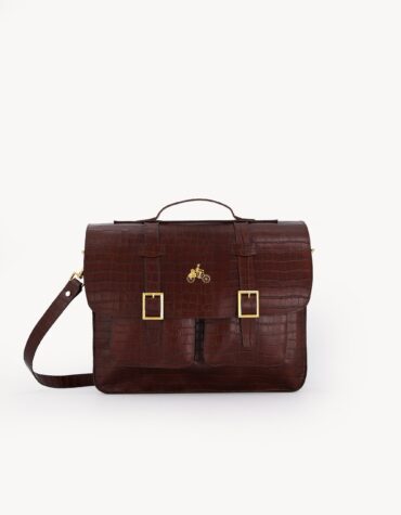 Shop Brown Crocodile Leather Work Bag for Men