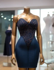 Navy Blue Snatched Mini Tube Sleeveless Fitted Gown