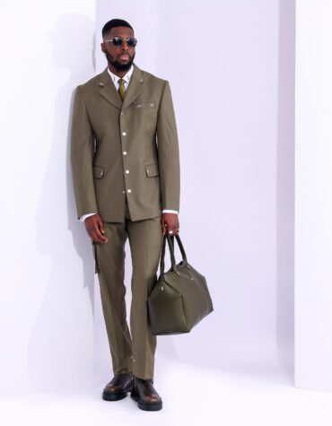 Shop Green notch lapel, single-breasted, 5-button suit