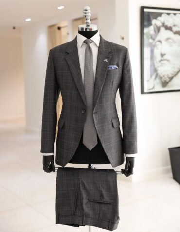 Shop Grey, Plaid Check, Notch Lapel, Jorgecarli Suit, Deji & Kola