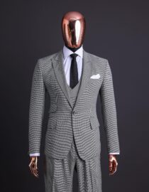 Shop Grey & black houndstooth check, peak lapel suit