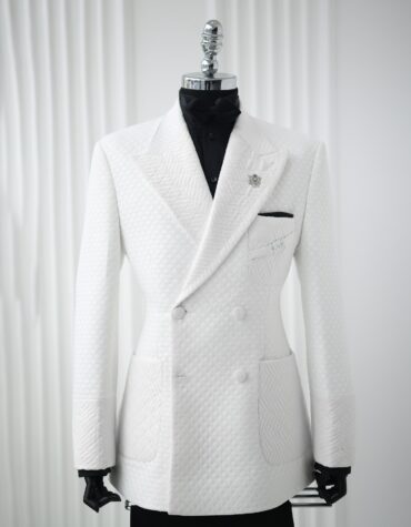 Shop HEA 4 vs 5 Ivory Jacquard Double-Breasted Suit