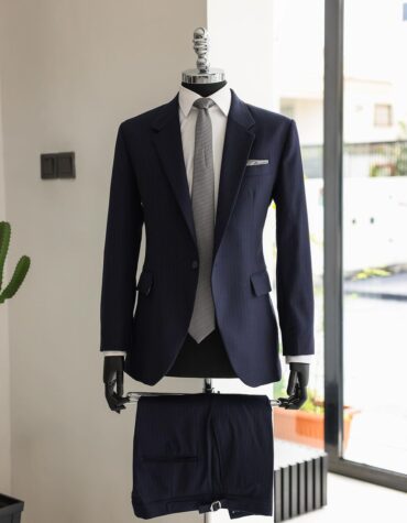 Shop Navy Blue Pinstripe, Notch Lapel, Jorgecarli Suit