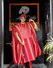 Burgundy Groom agbada style GM003