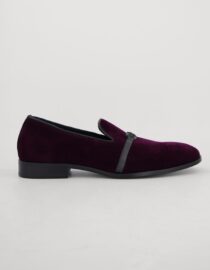 Shop Purple Velvet Loafer with black leather strap