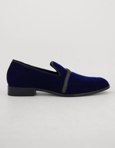 Shop Royal Blue Velvet Loafer with black leather strap