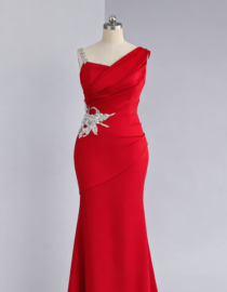 Shop stylish red mermaid dress with silver strap