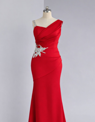Shop stylish red mermaid dress with silver strap