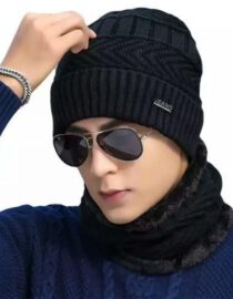 Men's Versatile Winter Hat And Scarf Set Trendy Men's Knitted Hat