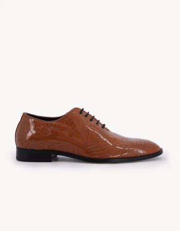 Shop Light Brown Patent Leather Oxford with Pattern
