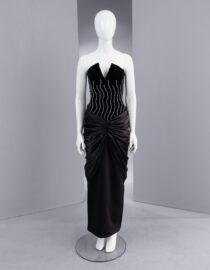 Shop black deep V neckline velvet dress Online Nigeria