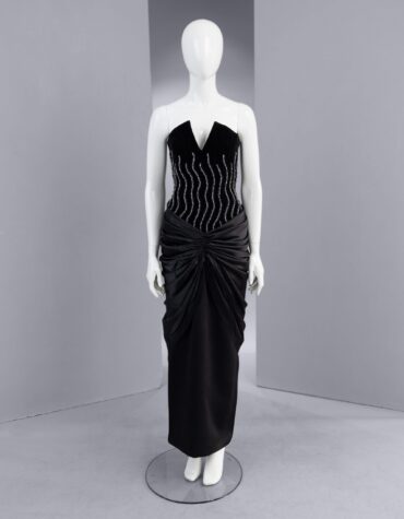 Shop black deep V neckline velvet dress Online Nigeria